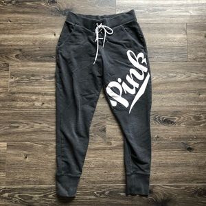 PINK by Victoria’s Secret Grey Sweatpants Stretchy and Soft Lace Up Closure S